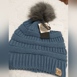 David & Young cruelty-free fuzzy knit cuff hat